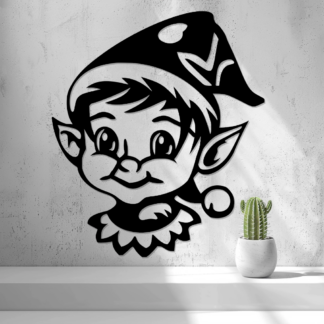 2D Julenisse i sort silhuet til udsmykning til jul.